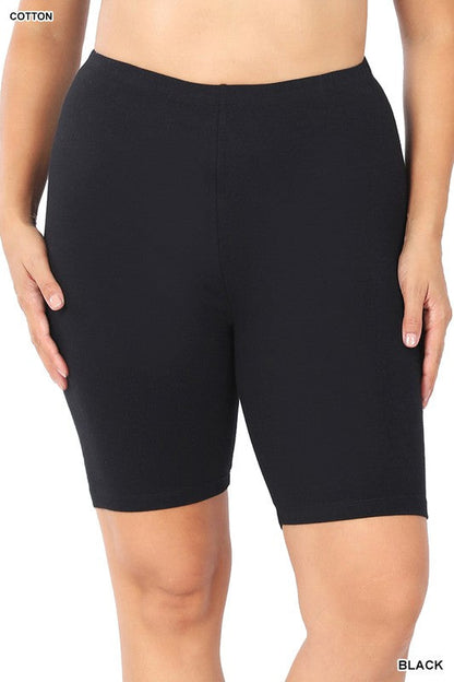 ZENANA Plus Premium Cotton Biker Shorts
