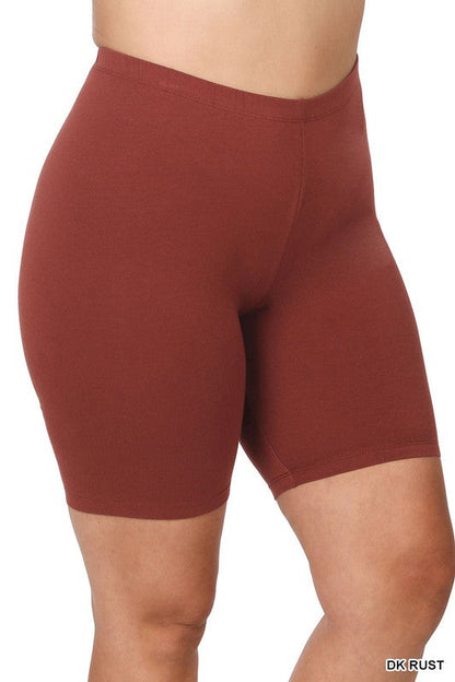 ZENANA Plus Premium Cotton Biker Shorts