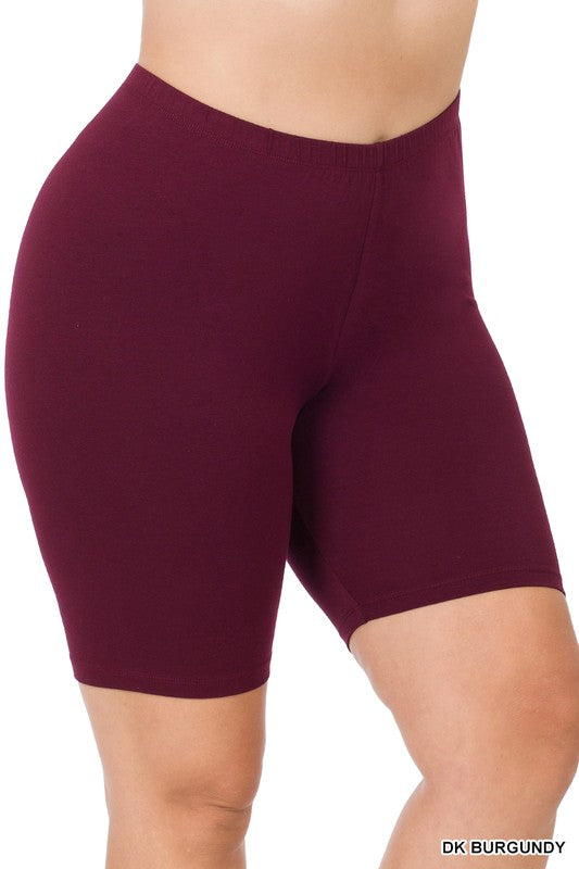 ZENANA Plus Premium Cotton Biker Shorts
