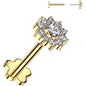 18G 5/16 CZ Gem Flower Duo Gold PVD Medical Grade Titanium Reversible Flat Back Earring