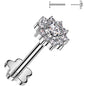 18G 5/16 CZ Gem Flower Duo Medical Grade Titanium Reversible Flat Back Earring