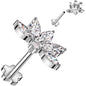 18G 5/16 Clear CZ Gem Style Fan Medical Grade Titanium Reversible Flat Back Earring