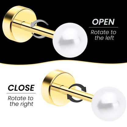 14k Yellow Gold Plated 4mm Iridescent Ball Flat Back Stud Earrings - 1 Pair