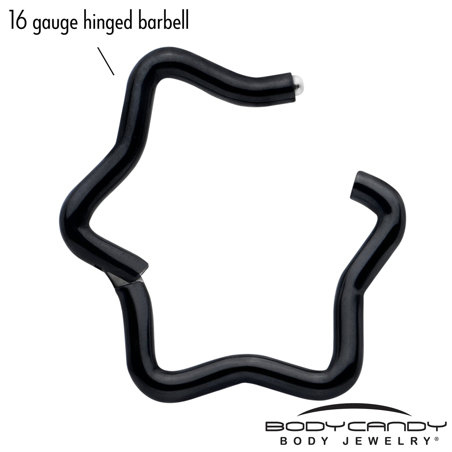 16G 5/16 Black Star Shaped Hinged Segment Ring