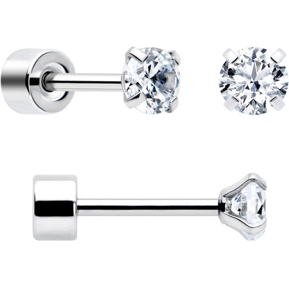 Clear Simplistic Heart Star CZ Flat Back Stud Earrings - 3 Pairs