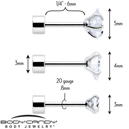 Clear Simplistic Heart Star CZ Flat Back Stud Earrings - 3 Pairs