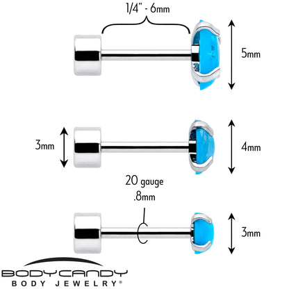 Blue Synthetic Opal Flat Back Stud Earrings - 3 Pairs