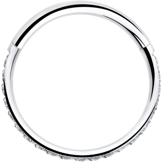 20G 5/16 Clear Cubic Zirconia Forward Facing Hinged Segment Ring