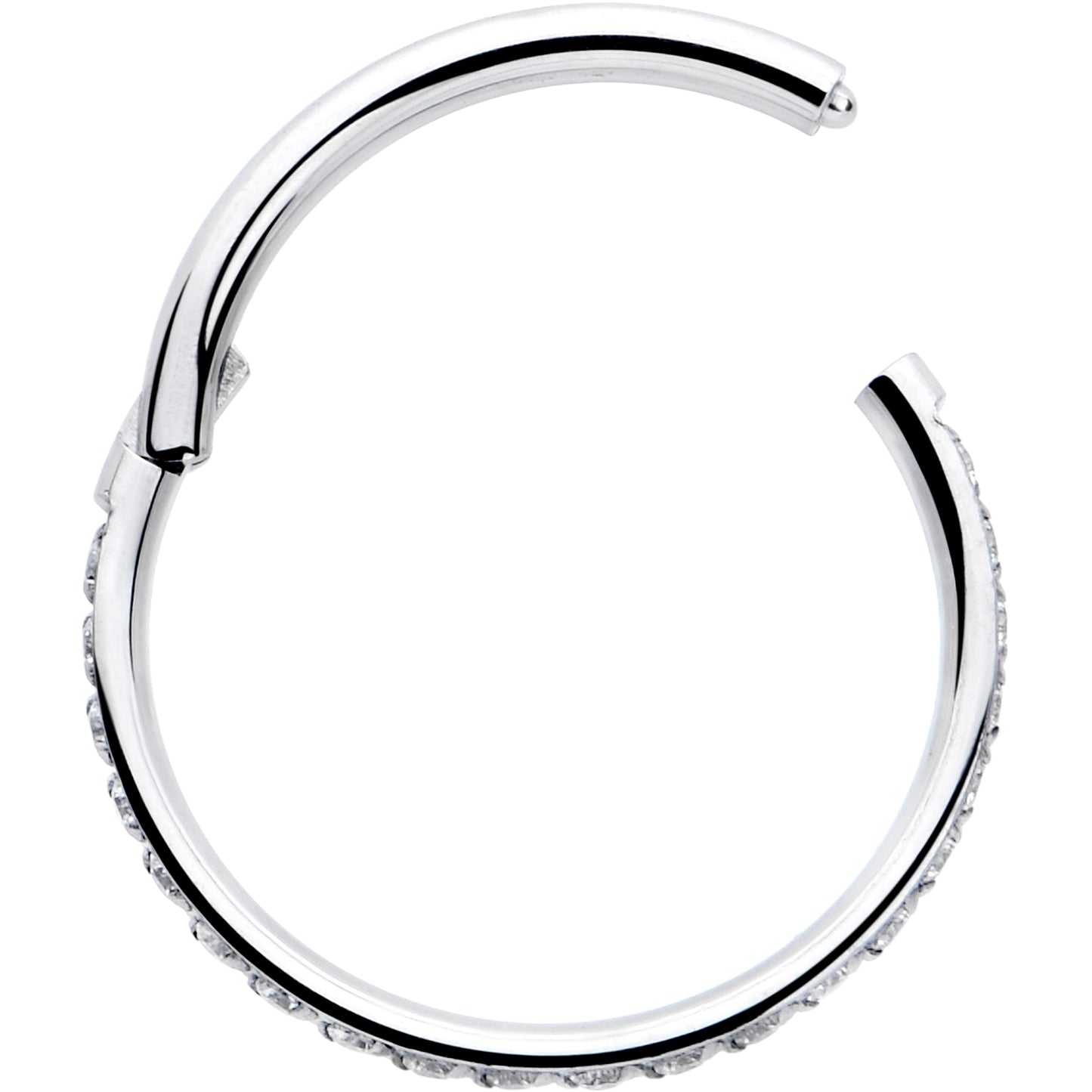 20G 5/16 Clear Cubic Zirconia Forward Facing Hinged Segment Ring