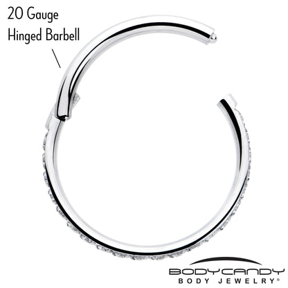 20G 5/16 Clear Cubic Zirconia Forward Facing Hinged Segment Ring