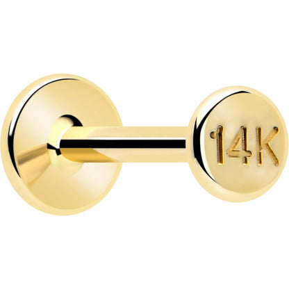 14k Solid Yellow Gold 3mm Disc Threadless Push In Flat Back Stud