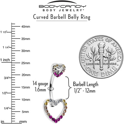 Romance Gem Open Heart Valentine Double Mount Belly Ring