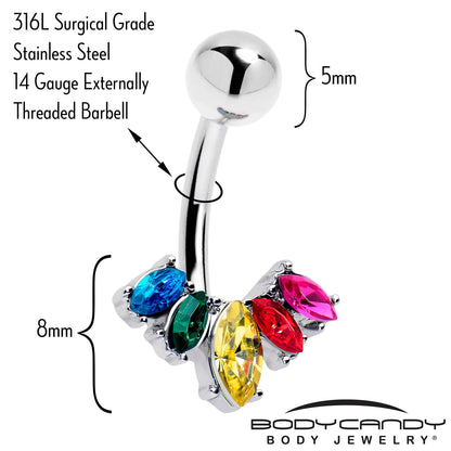 Rainbow Gem Pride Fancy Glam Belly Ring