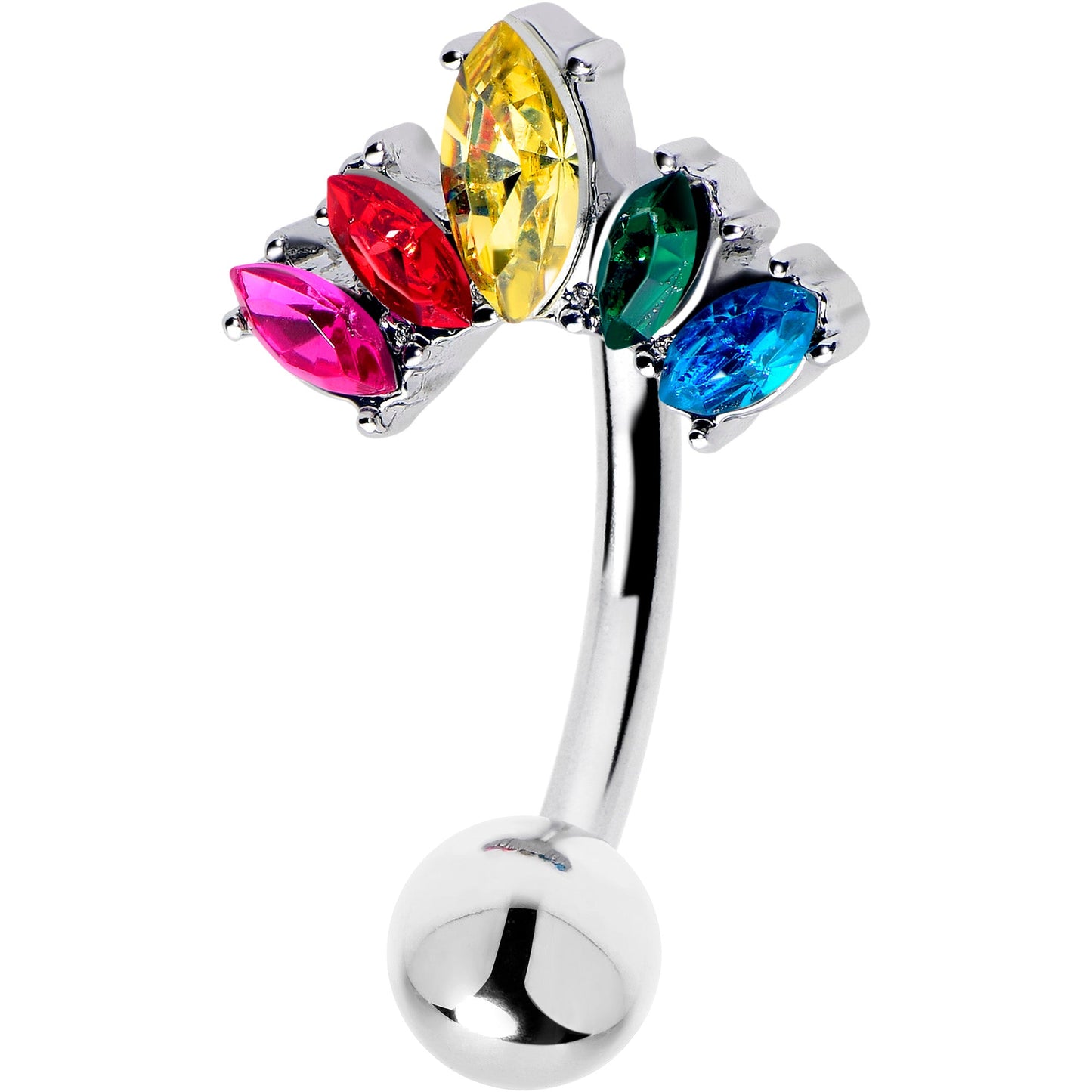 Rainbow Gem Pride Fancy Glam Belly Ring