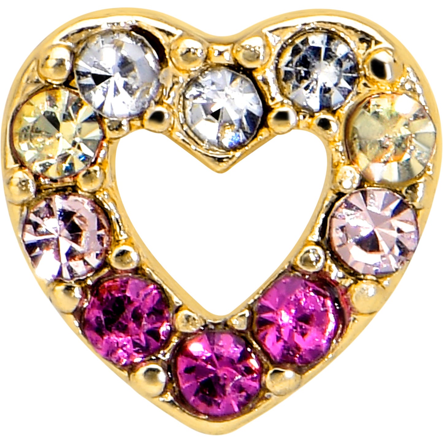 20G Romance Gem Open Heart L Shape Nose Ring