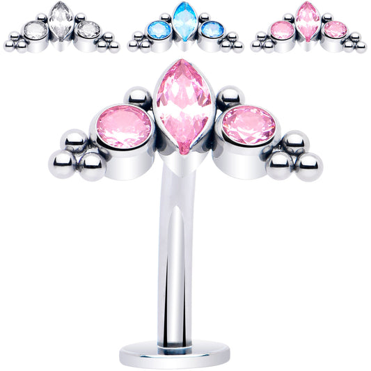 Gem Trio Titanium Push In Threadless Floating Belly Ring