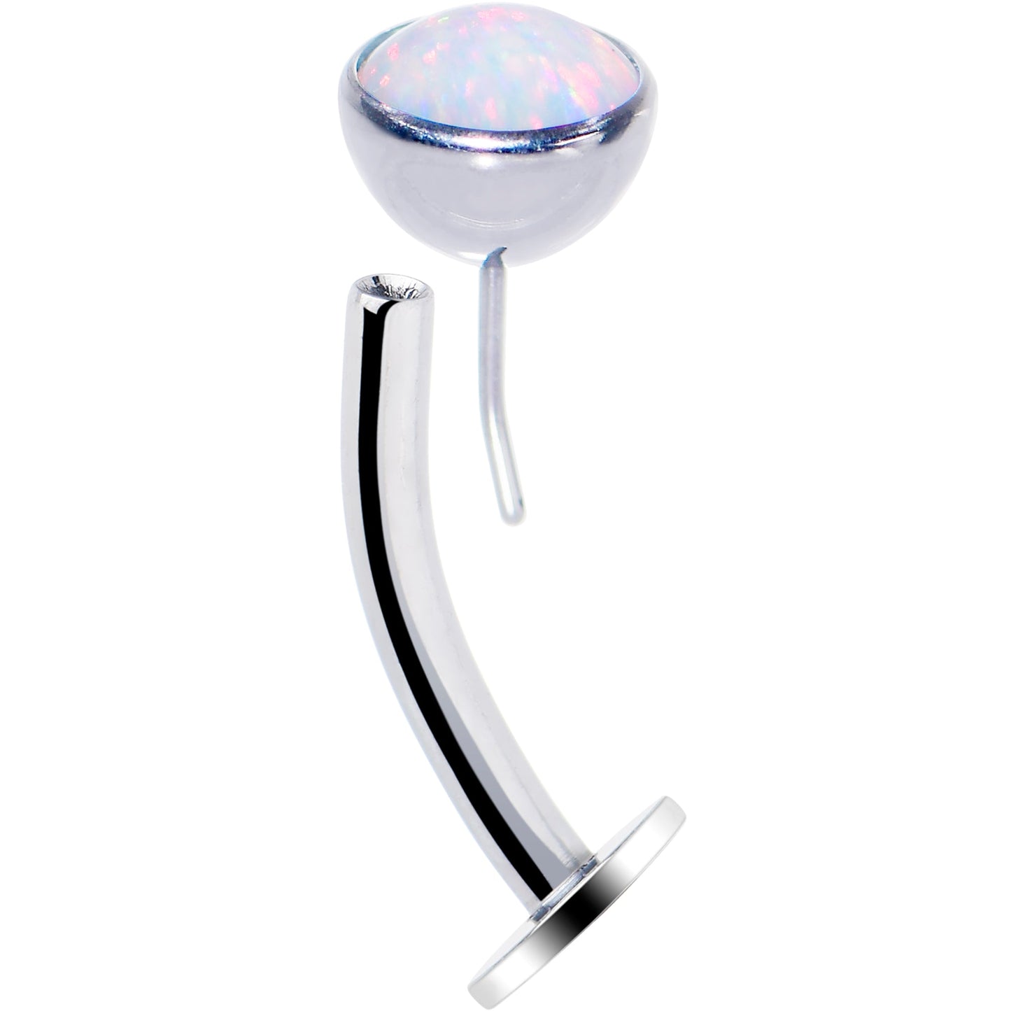 Synthetic Opal Bezel Titanium Threadless Floating Belly Ring
