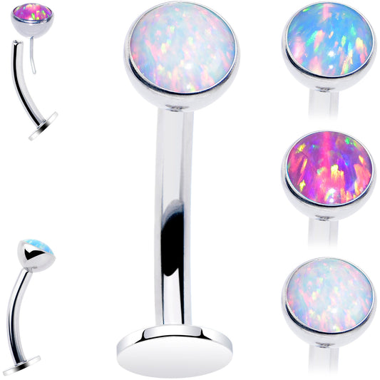Synthetic Opal Bezel Titanium Threadless Floating Belly Ring