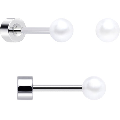 20G Clear Gem White Orb Butterfly Flatback Earring Set of 6