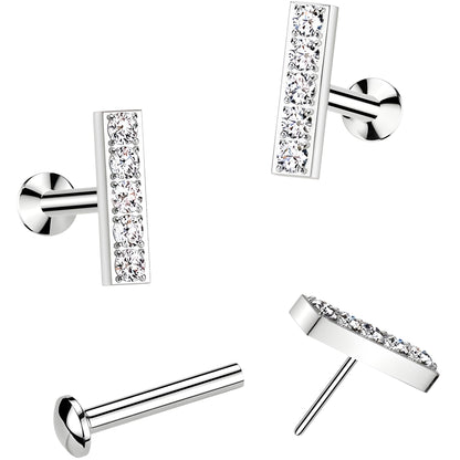 CZ Mirco Gem Bar Flat Back Earring - 18G Threadless Push In