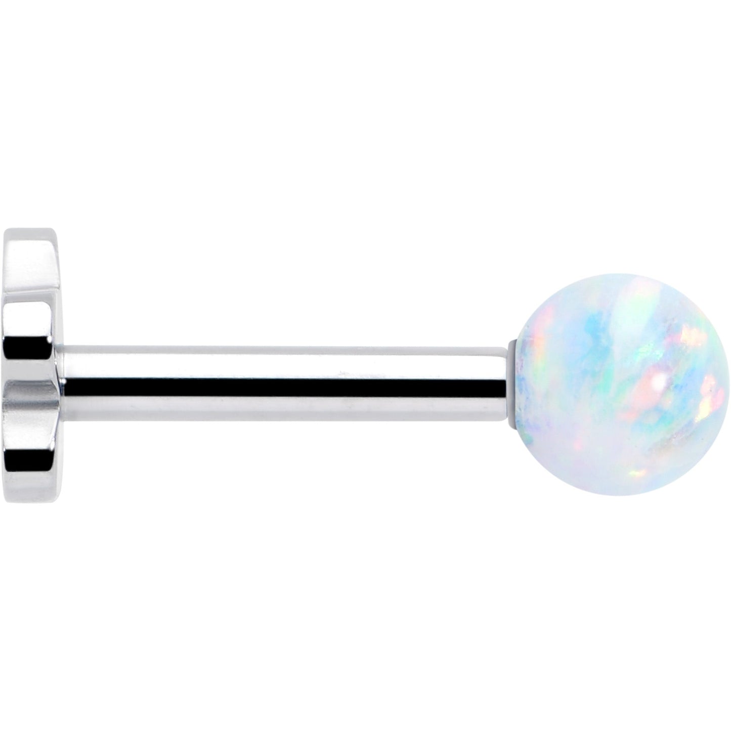 Titanium Reversible Flower Flat Back Stud 18G Synthetic Opal Ball
