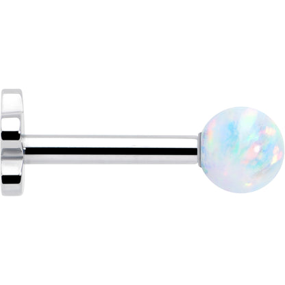 Titanium Reversible Flower Flat Back Stud 18G Synthetic Opal Ball