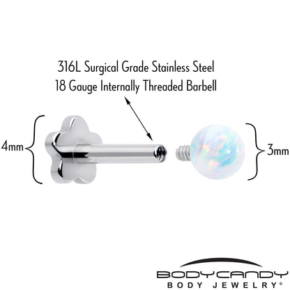 Titanium Reversible Flower Flat Back Stud 18G Synthetic Opal Ball