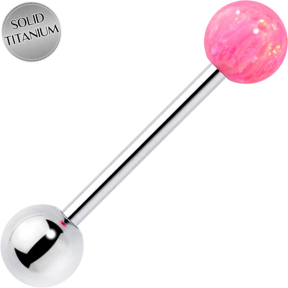 Synthetic Opal Hypoallergenic Titanium Barbell Tongue Ring