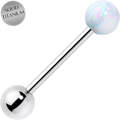 Synthetic Opal Hypoallergenic Titanium Barbell Tongue Ring