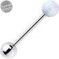 Synthetic Opal Hypoallergenic Titanium Barbell Tongue Ring