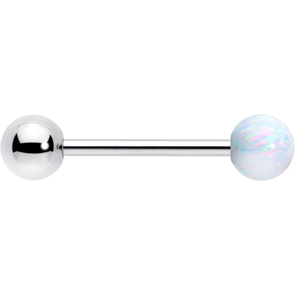 Synthetic Opal Hypoallergenic Titanium Barbell Tongue Ring