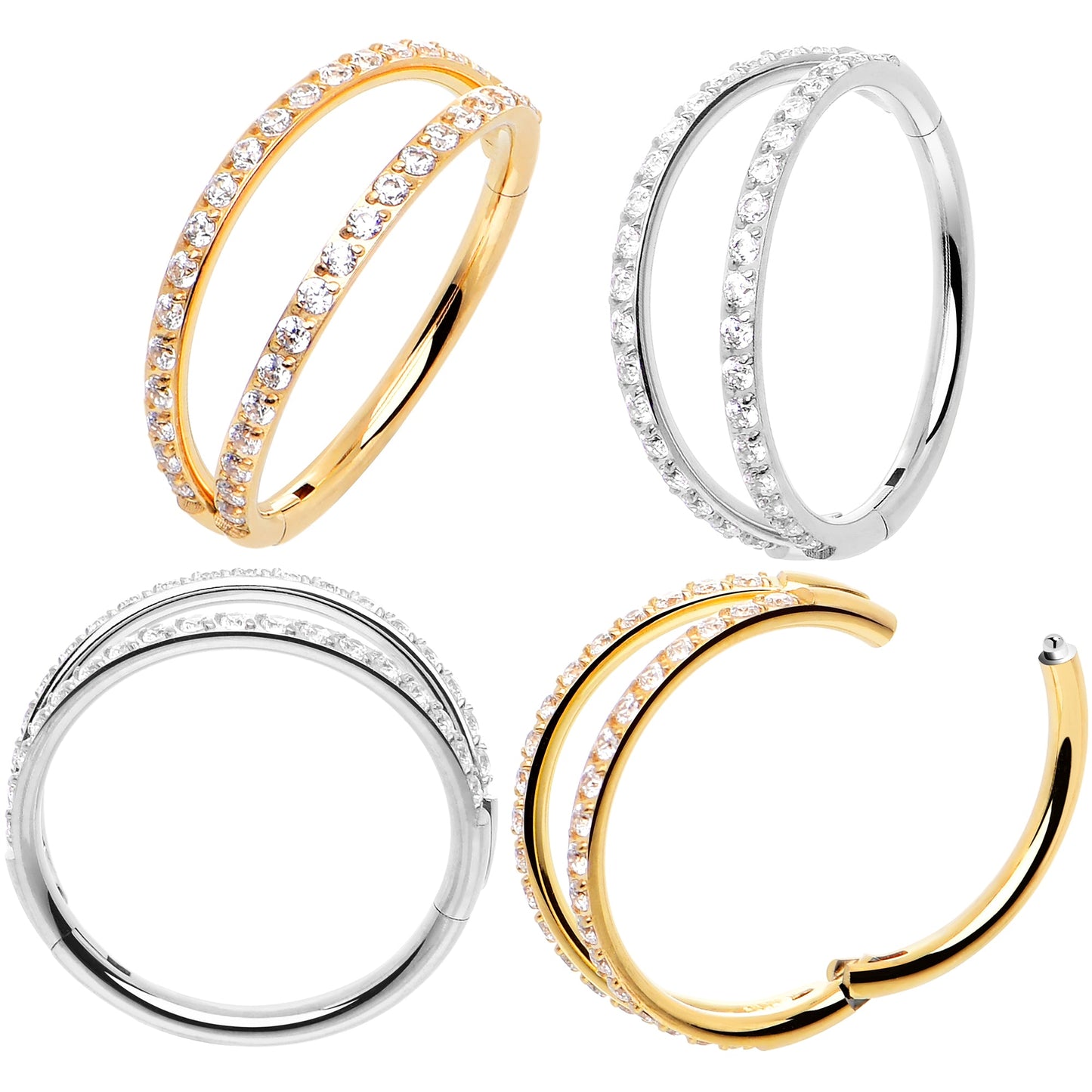 Micro Gem Titanium Hinged Double Nose Hoop