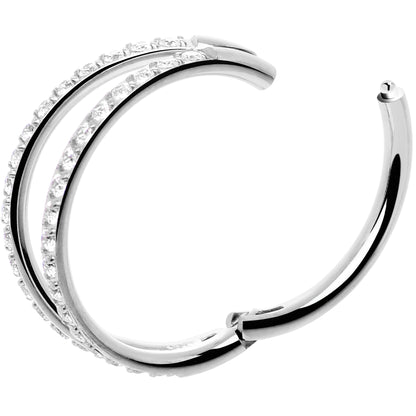 Micro Gem Titanium Hinged Double Nose Hoop