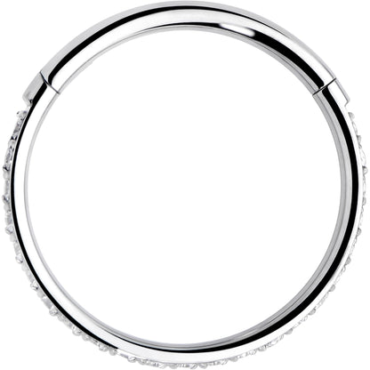 18G 3/8 Clear CZ Gem Titanium Forward Facing Hinged Segment Ring