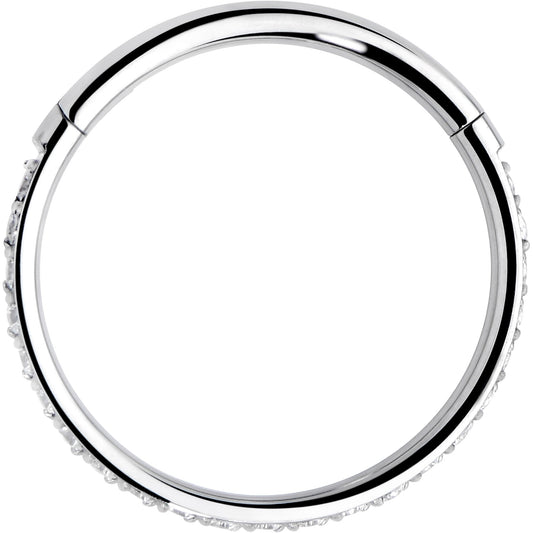 18G 3/8 Clear CZ Gem Titanium Forward Facing Hinged Segment Ring