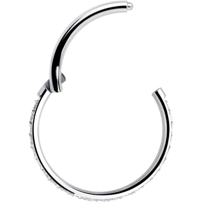 18G 3/8 Clear CZ Gem Titanium Forward Facing Hinged Segment Ring