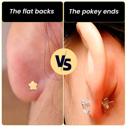 Titanium Flat Back Earring Gem Crescent Moon - 18G Threadless Reversible