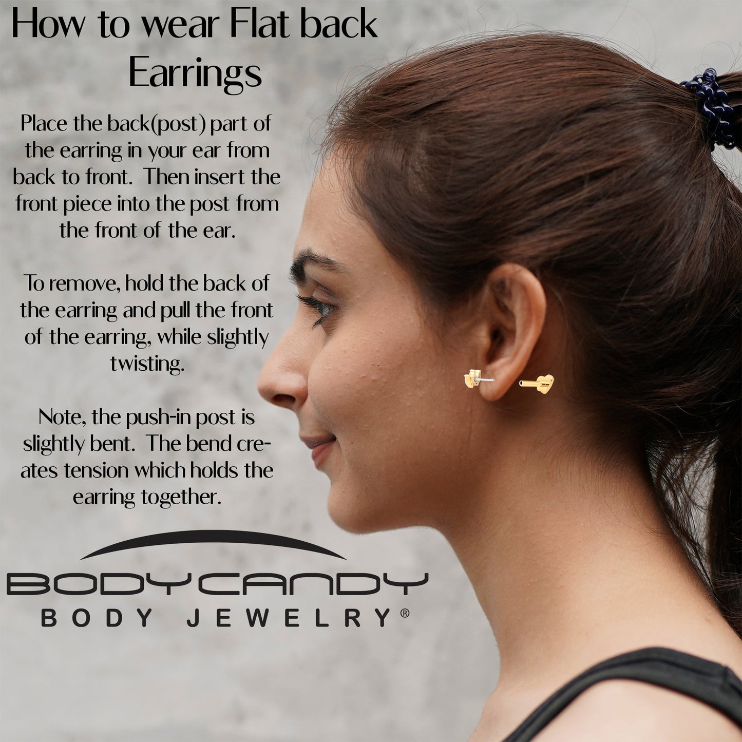 Titanium Flat Back Earring Trio Gem- 18G Threadless Reversible Heart