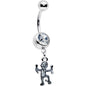 Clear Gem Two Tone Halloween Mummy Dangle Belly Ring