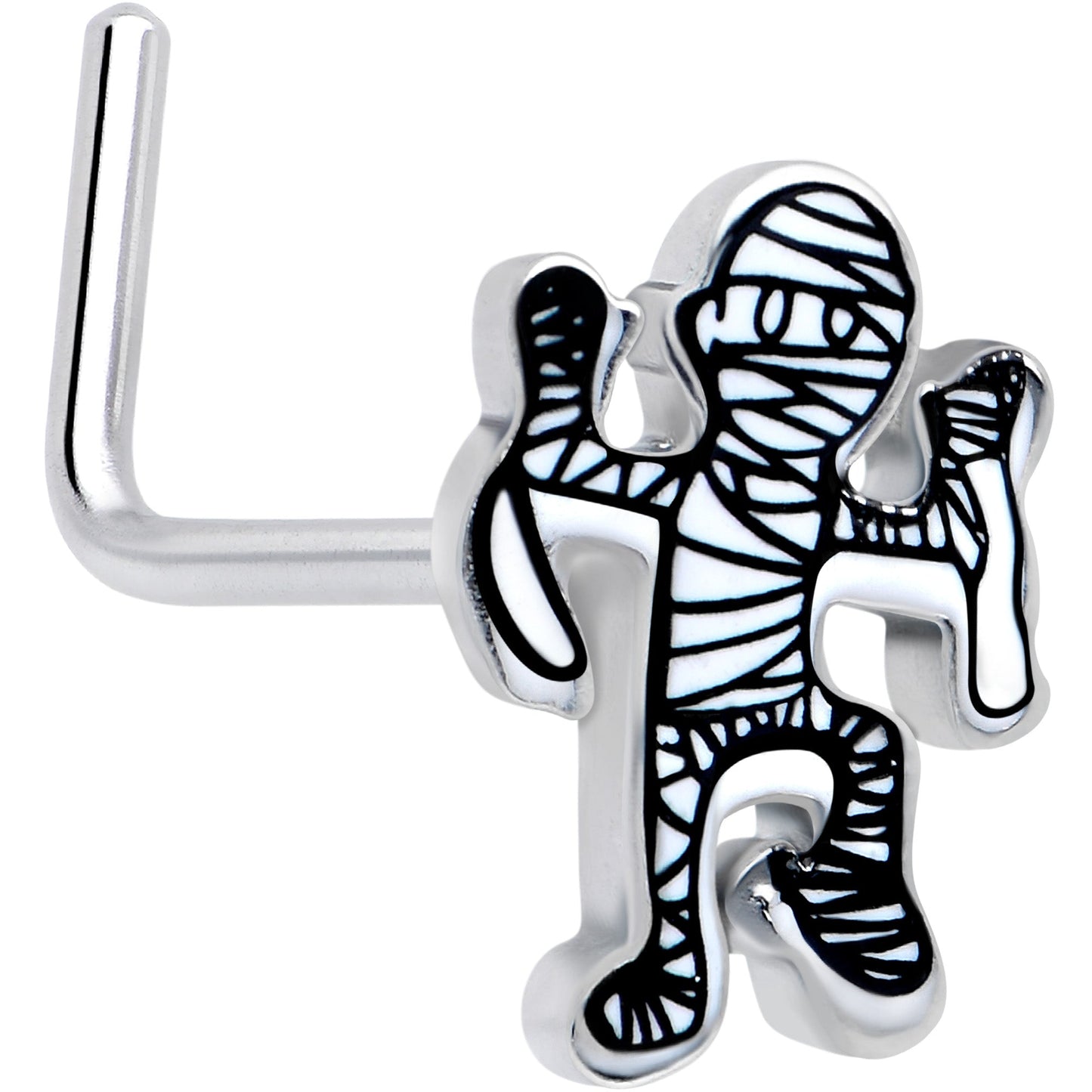 20G 7mm Two Tone Halloween Mummy L Shape Nose Ring