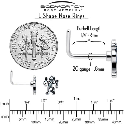 20G 7mm Two Tone Halloween Mummy L Shape Nose Ring