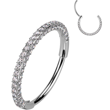 18G Implant Grade Titanium Triple Sided Micro Gem Hinged Nose Hoop