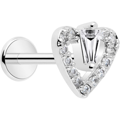 18G 5/16 CZ Gem Heart Threadless Push In Labret Monroe Tragus