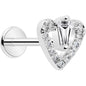 18G 5/16 CZ Gem Heart Threadless Push In Labret Monroe Tragus