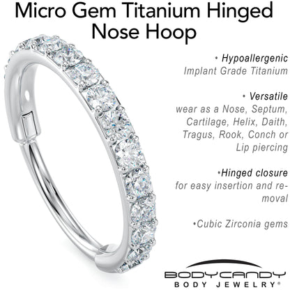 Micro Gem Titanium Hinged Nose Hoop
