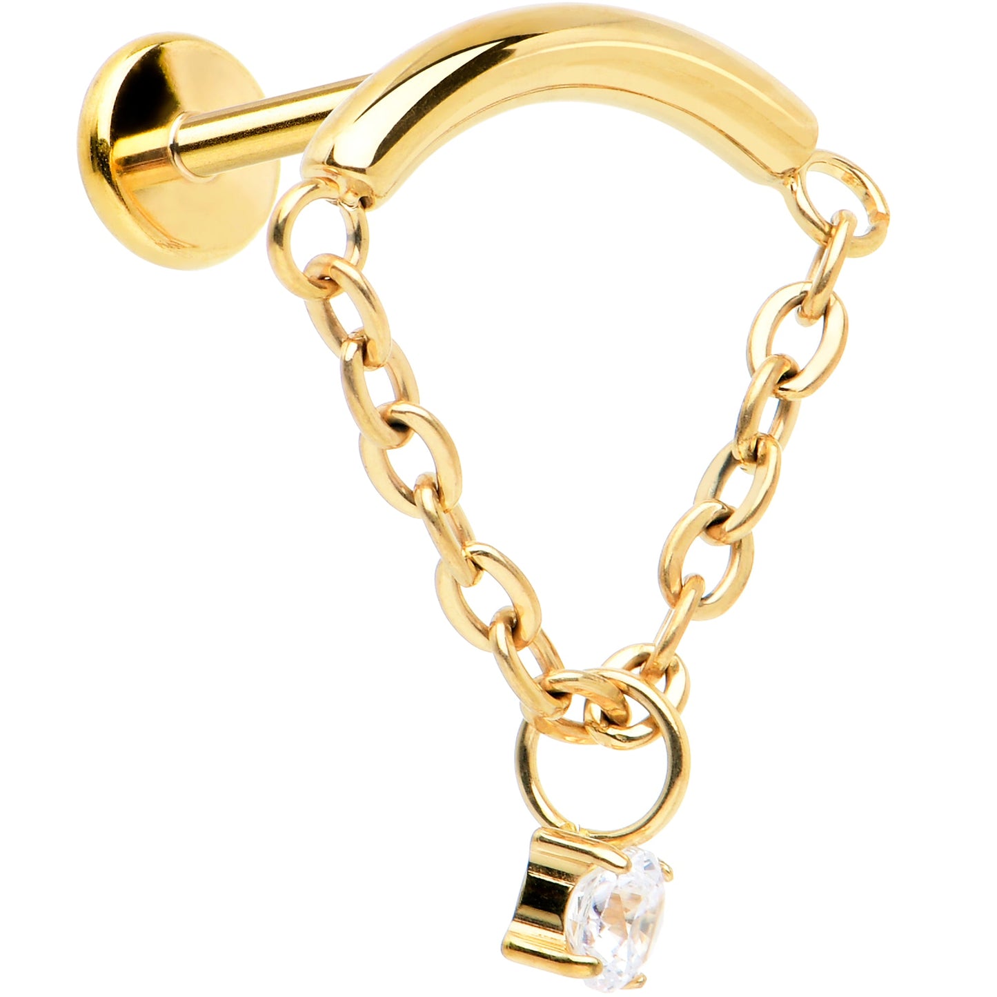 18G 5/16 CZ Gem Titanium Threadless Dangle Hidden Helix Earring