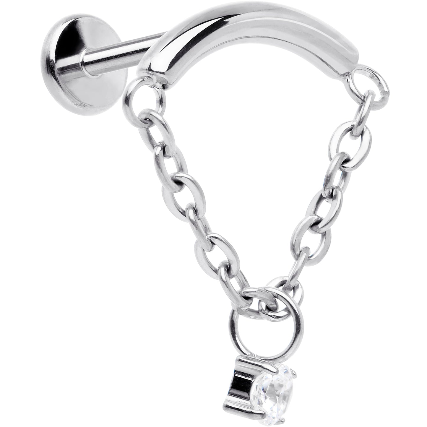 18G 5/16 CZ Gem Titanium Threadless Dangle Hidden Helix Earring