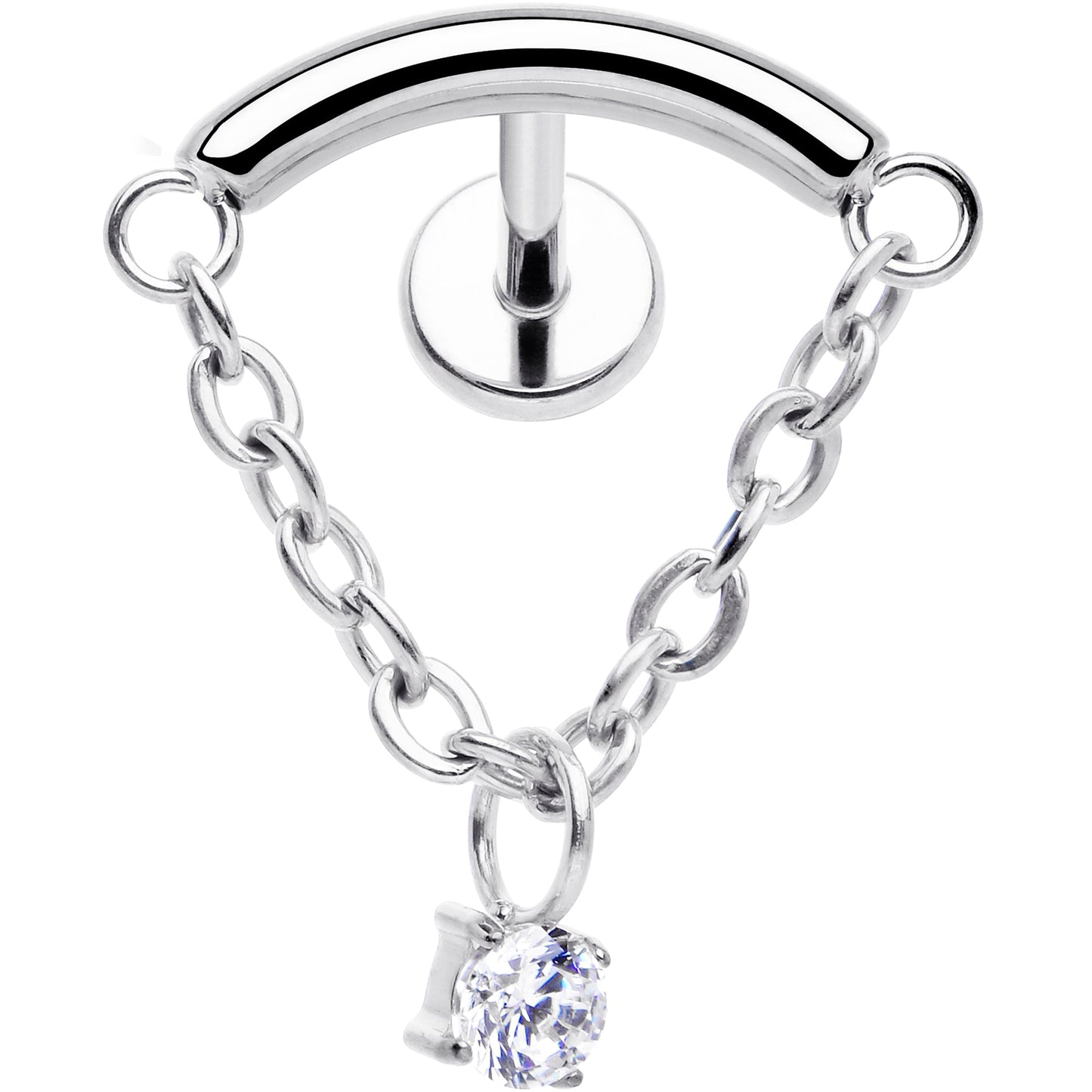 18G 5/16 CZ Gem Titanium Threadless Dangle Hidden Helix Earring