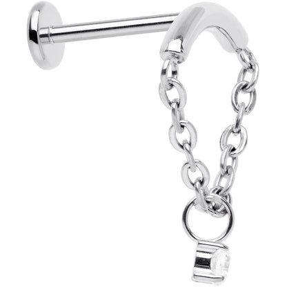 18G 5/16 CZ Gem Titanium Threadless Dangle Hidden Helix Earring