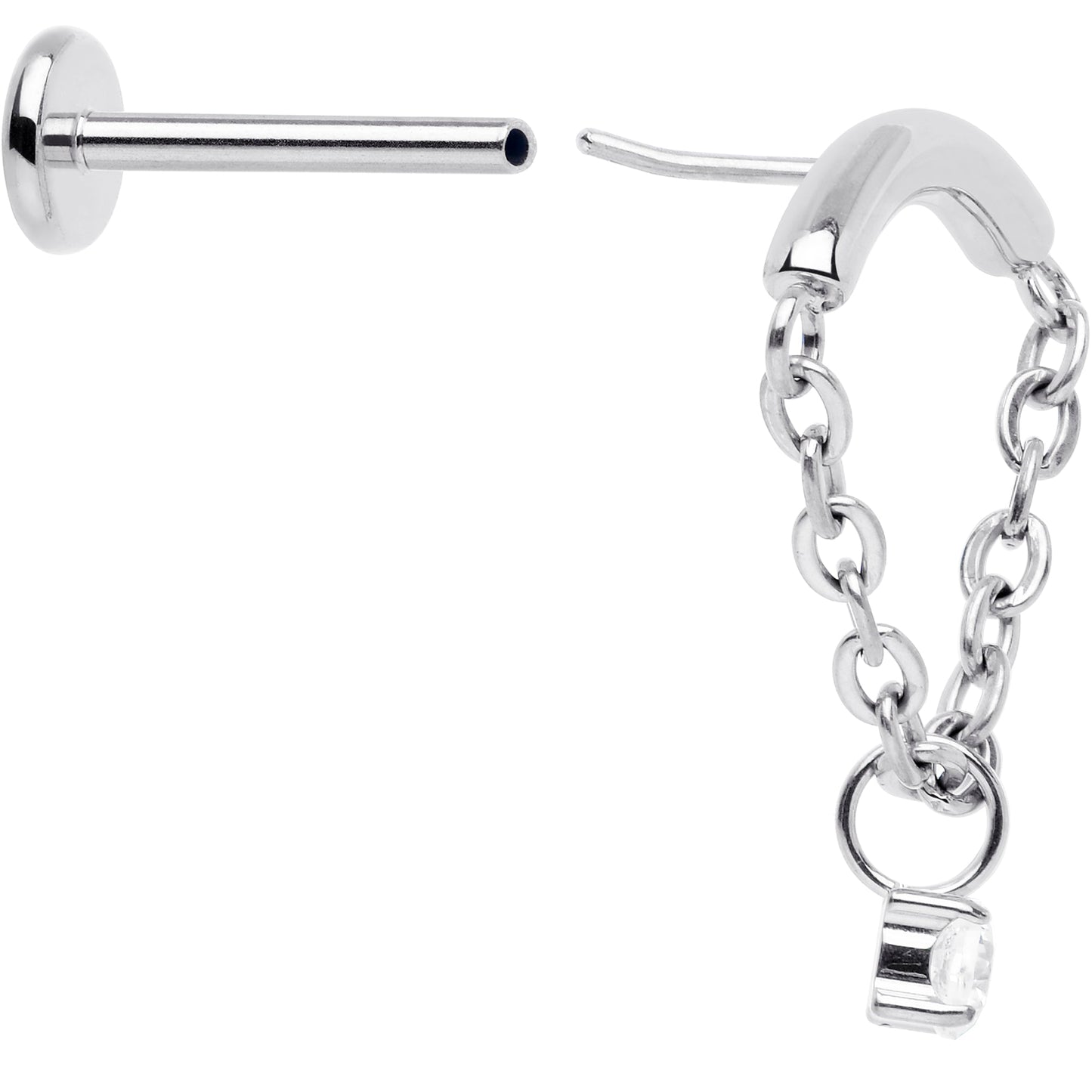 18G 5/16 CZ Gem Titanium Threadless Dangle Hidden Helix Earring